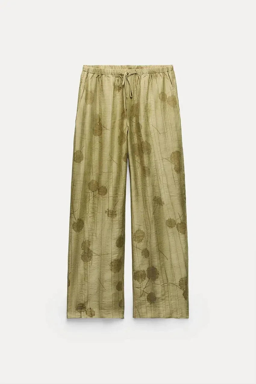 Jacquard Shirt Pants Suit for Women with Lapel Half Sleeve and Pockets, Wide Leg Pant Set for Summer Streetwear