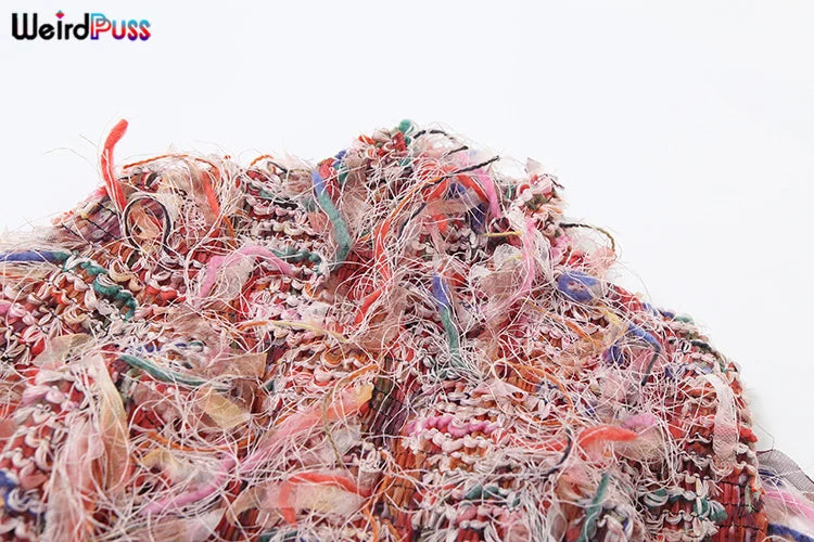 Crochet See Through Dress With Colorful Tassels Bodycon