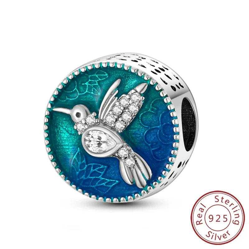 Glowing Luminous Firefly Butterfly Pendant Charm Beads in 925 Sterling Silver for Bracelet Jewelry