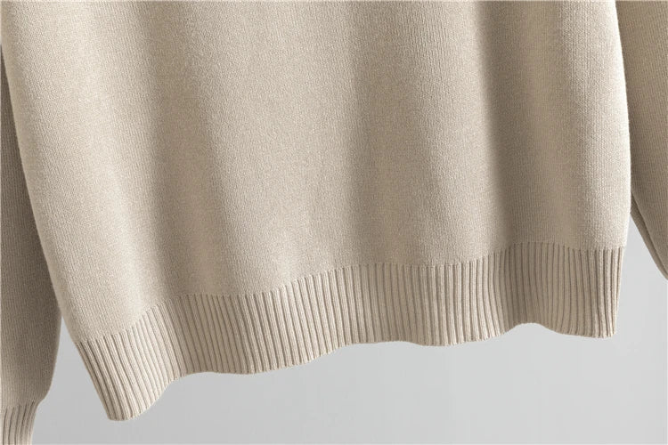 Cozy Knit Shawl Pants Set for Women with Elegant Turtleneck Sweater and Wide Leg Trousers