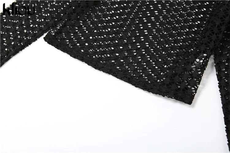 Sexy Coquette 2 Piece Set Sheer Long Sleeve Slim Top and High Waist Flare Pants Nightclub Outfit