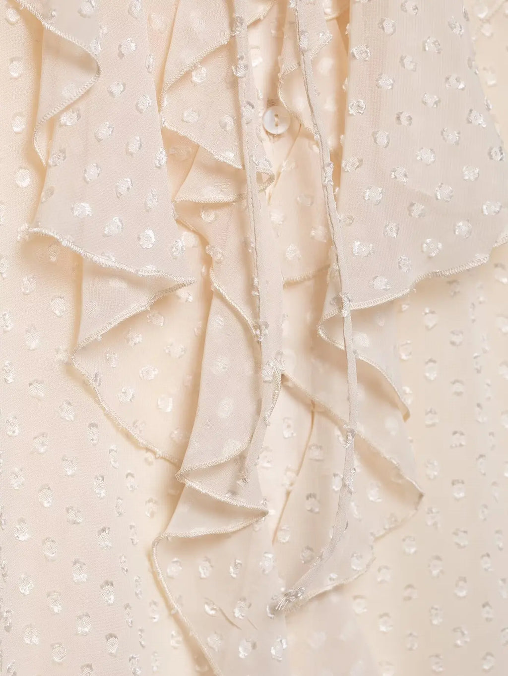 Women's Cascading Ruffles Polka Dot Chiffon Blouse Full Sleeve Office Shirt Elegant Business Top