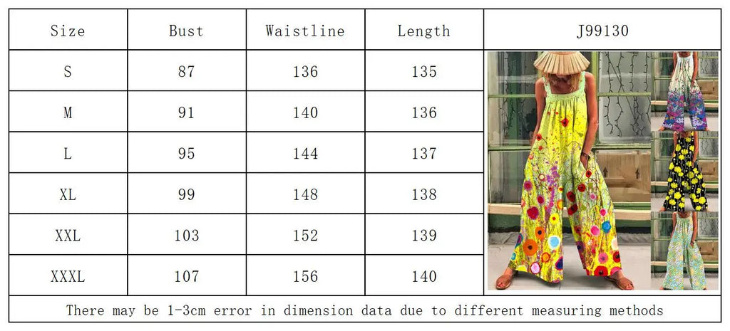 Loose Casual Oversized Print Suspenders One-Piece Pants with Broad Leg Straps for Women Summer Comfortable Relaxed Fit