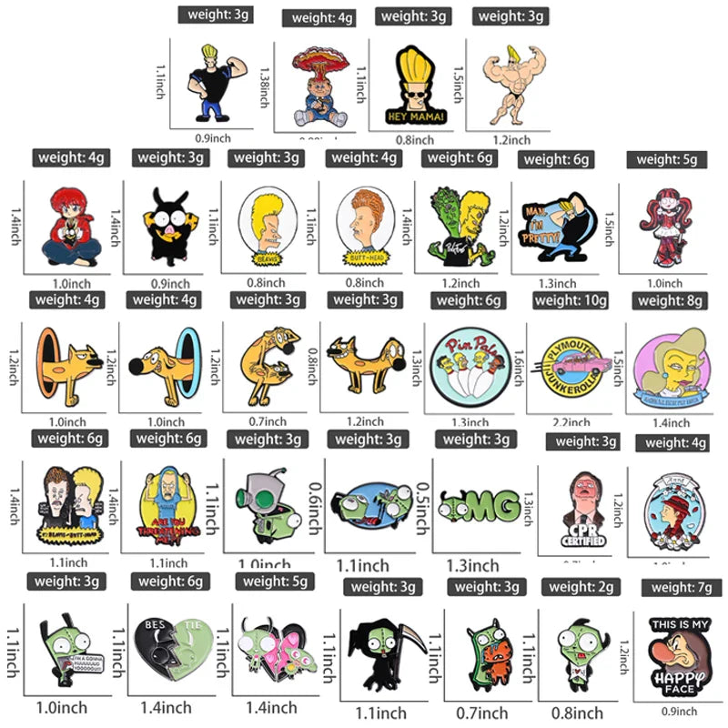 Cartoon Character Enamel Pins Set Cute Anime Brooches Fashion Accessories