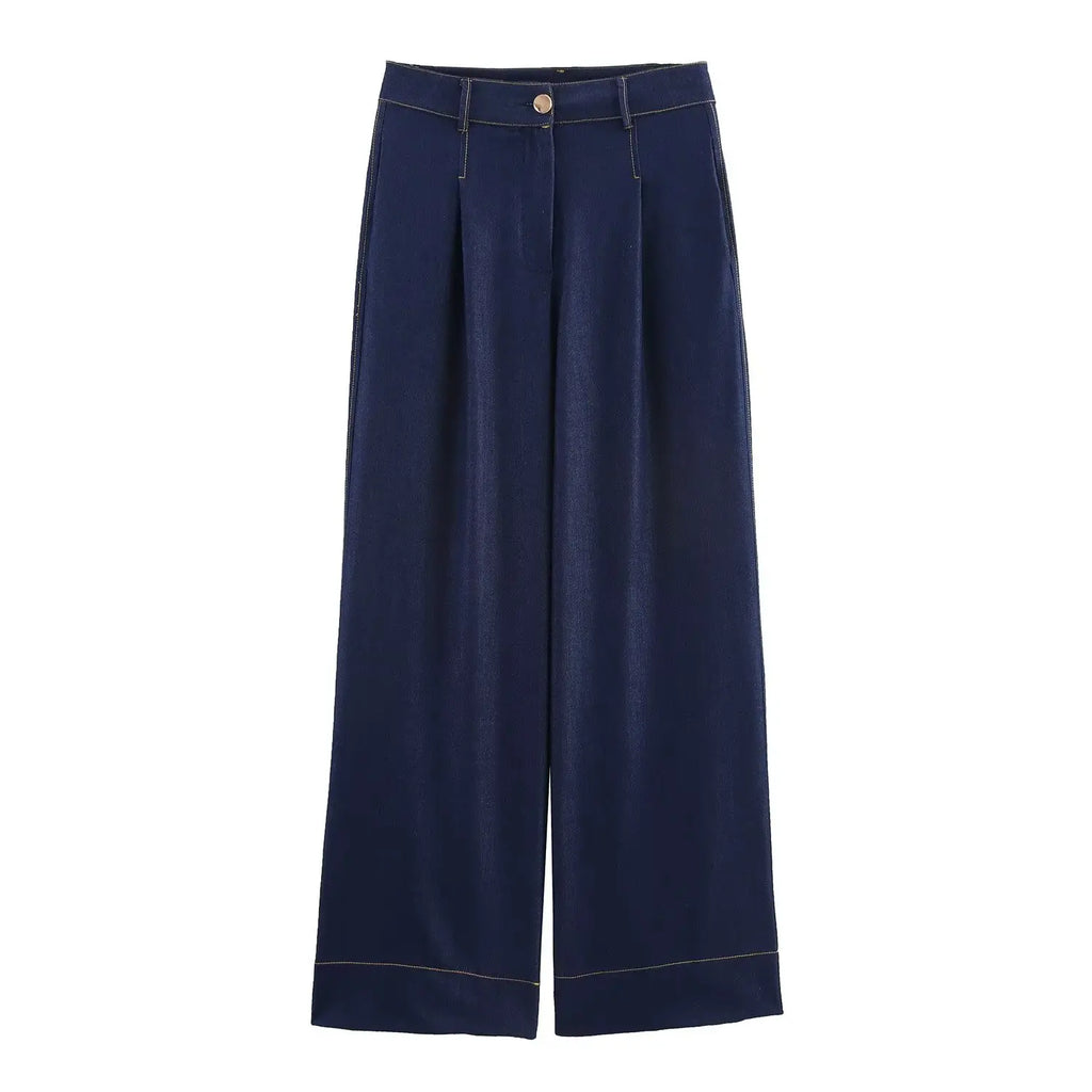 Women Fashion Denim Jacket and Jeans Set with Pockets Stylish Two Piece Outfit