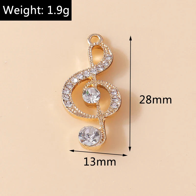 10 Pieces Delicate Crystal Music Note Charms for DIY Jewelry Making Necklaces and Earrings
