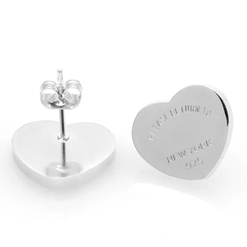 Anti-Allergic Titanium Steel Heart Stud Earrings for Everyday Wear
