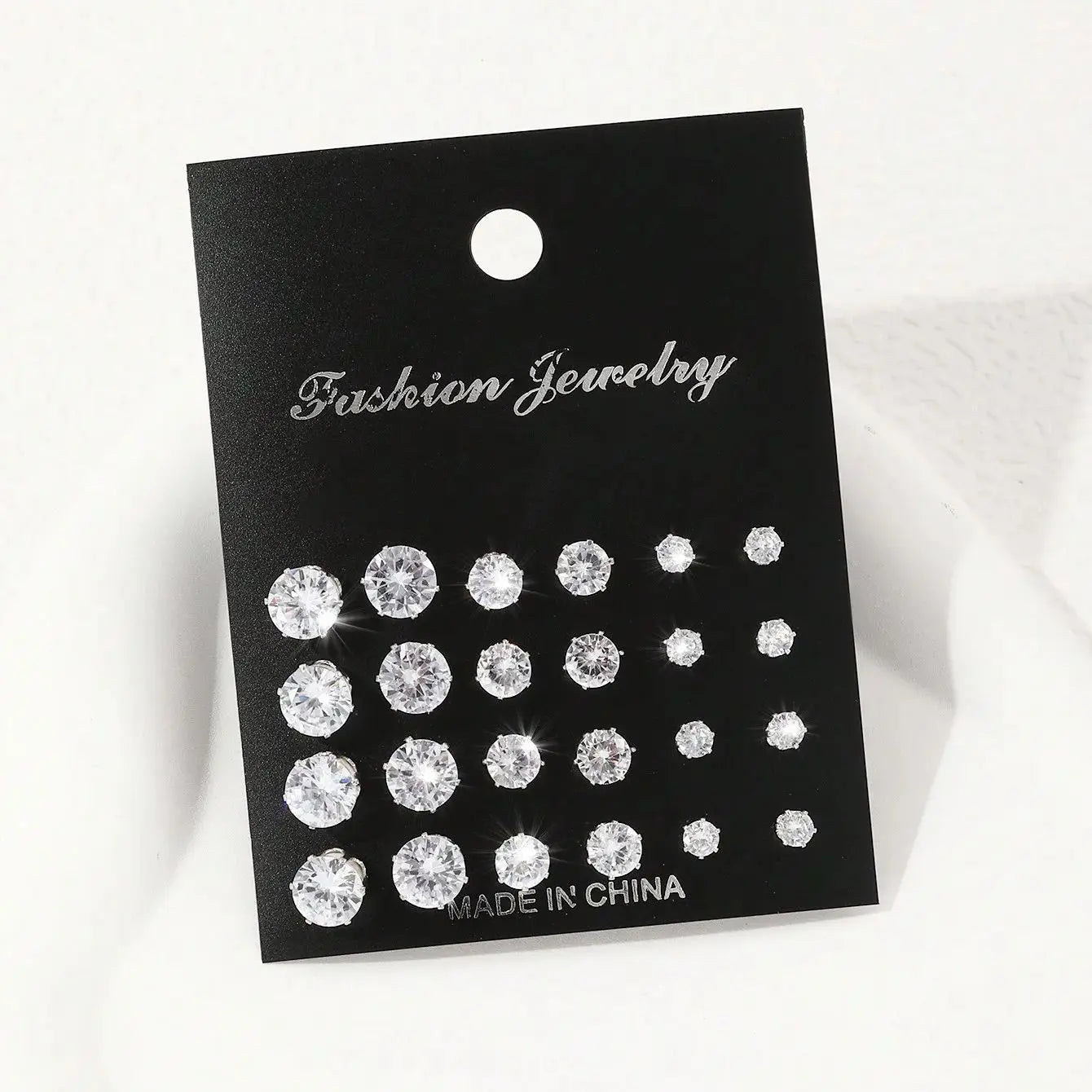 12 Pairs Minimalist Cubic Zirconia Sparkly Earrings for Everyday Wear and Special Occasions
