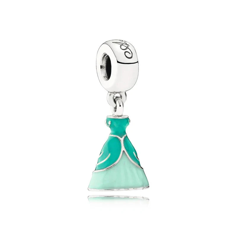 925 Sterling Silver Mermaid Princess Elsa Dress Charm Bead for DIY Bracelets and Women Jewelry