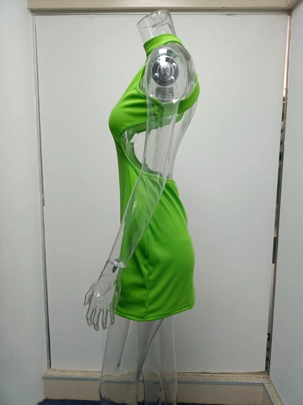 High Neck Hollow Cutout Dress With Back and Bust Details