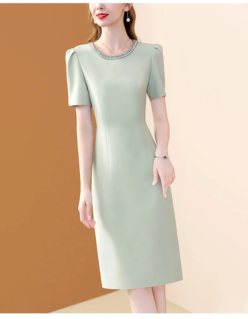 Elegant O Neck Embroidered A Line Dress For Women Casual