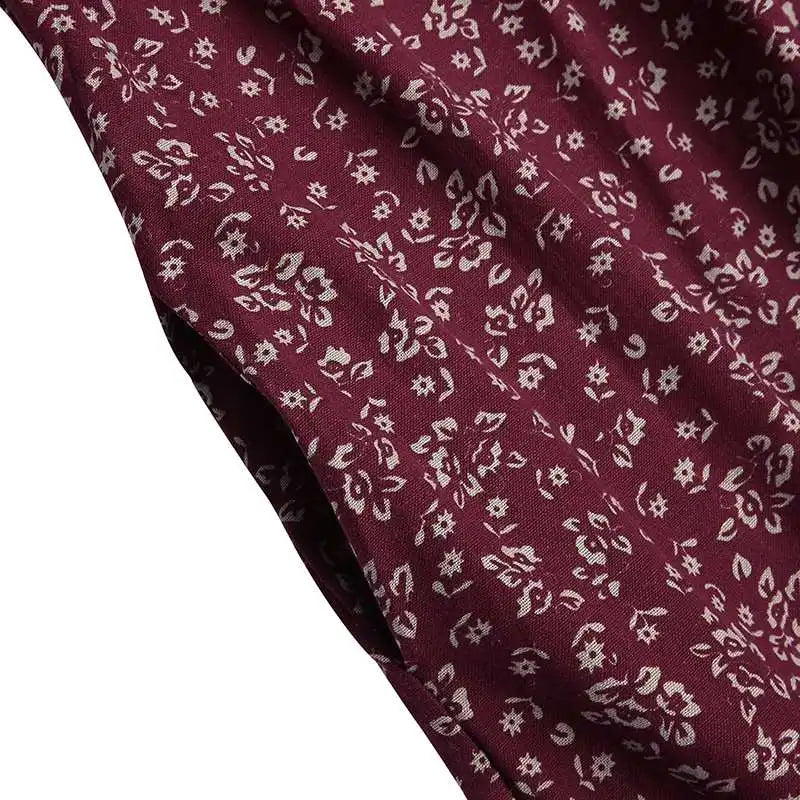 Floral Print Maxi Dress With Long Sleeves O Neck Boho Style