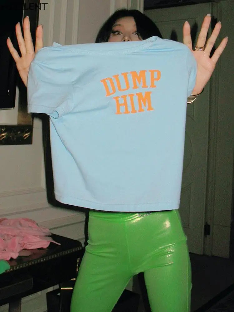 Y2K Grunge Aesthetic Gothic Punk T Shirt for Women with Graphic Print Slim Fit Crop Top Short Sleeve Emo Fashion