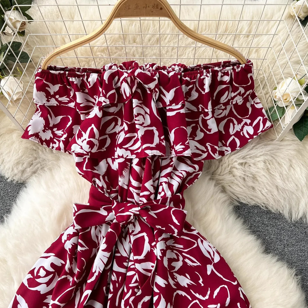 Romantic Floral Off Shoulder Maxi Dress For Women Boho Chic