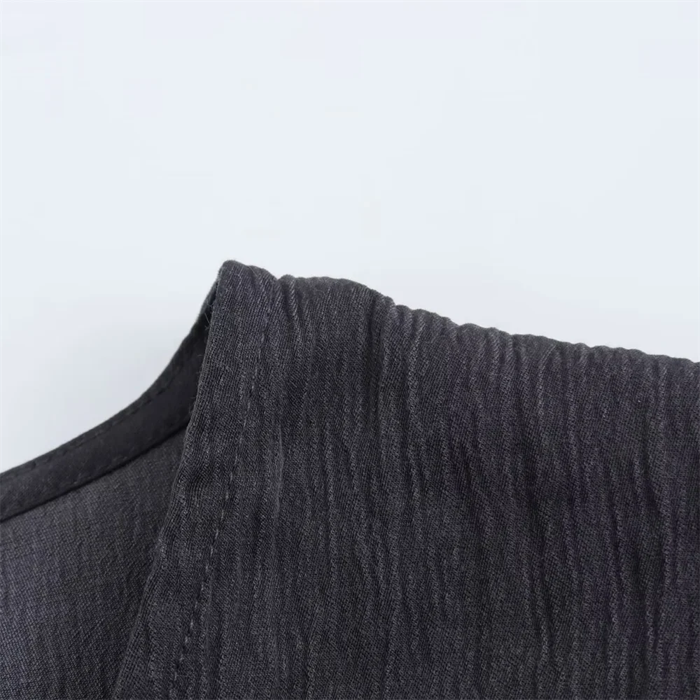 Elegant Kimono Style Women's Long Sleeve V Neck Shirt Jacket and Matching Long Pants Set with Textured Fabric and Refined Temperament