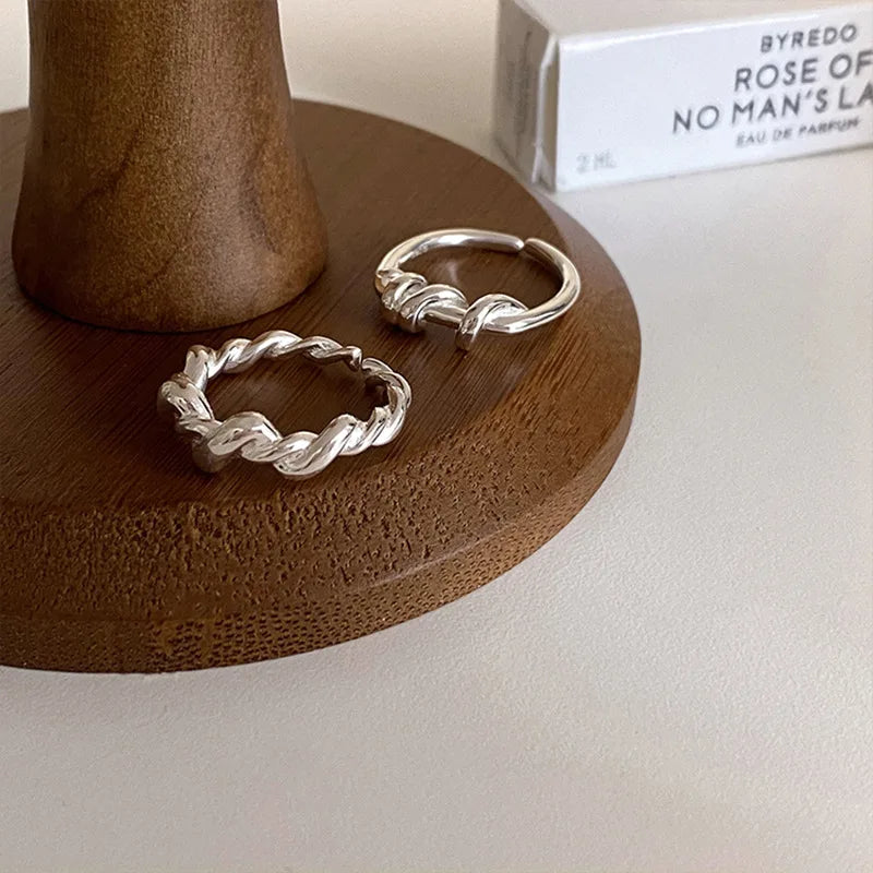 925 Sterling Silver Cross Hollow Chain Geometric Finger Ring Creative Party Jewelry Gift