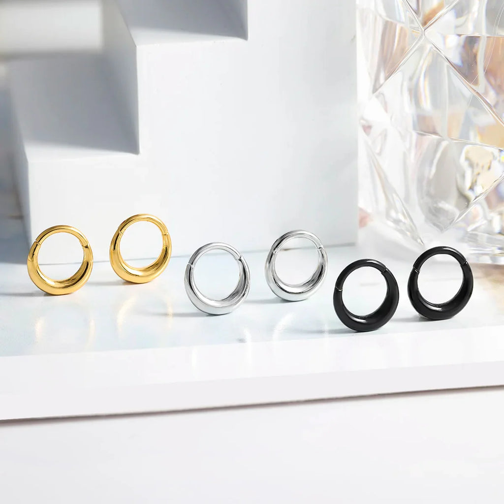 316L Stainless Steel Smooth Hoop Nose Ring Piercing Clicker Water Drop Septum Ring for Women and Men