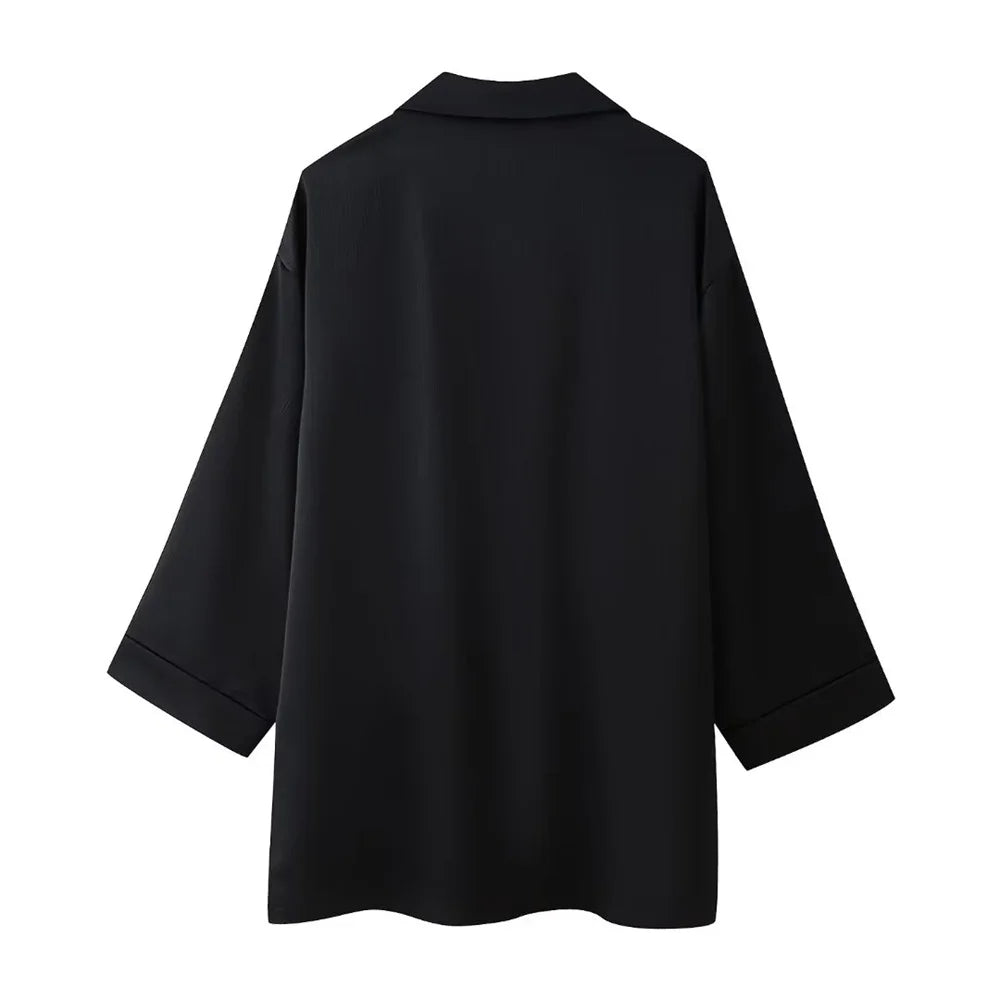 Women's Double Breasted Suit Jacket and Pants Set with Wrinkle Effect for Spring and Summer Fashion