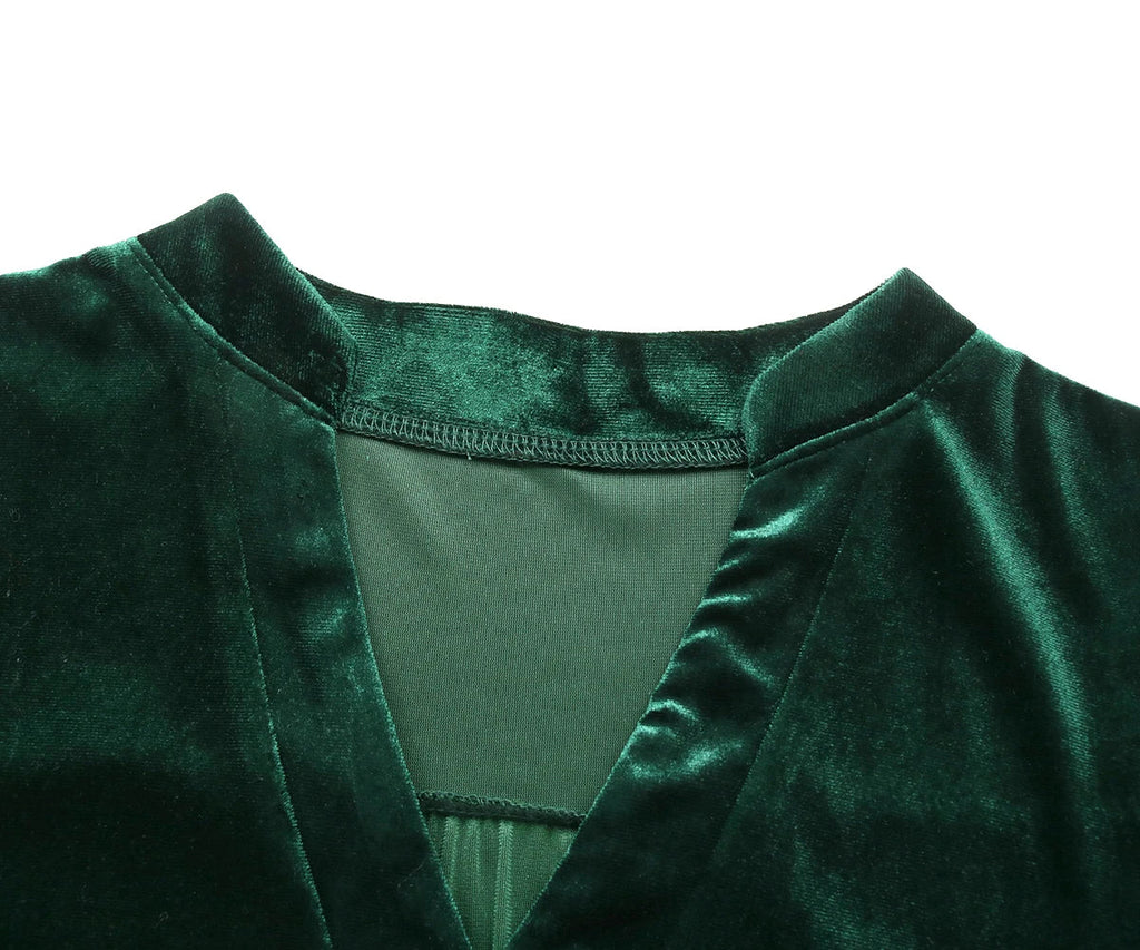 Velvet V Neck Ruffle Dress for Women Autumn Elegance