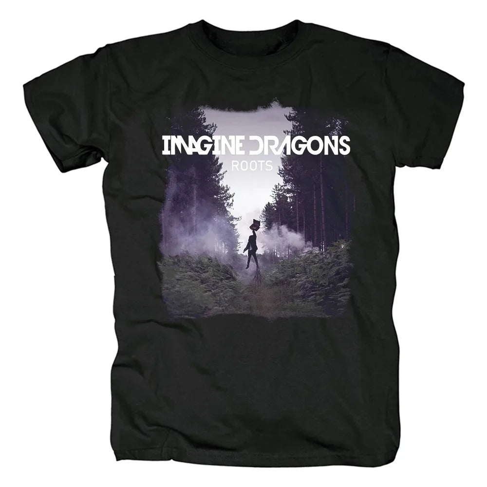100% Cotton Vintage Rock Band T-Shirt with Imagine Dragons Print for Men and Women Streetwear Tee Tops