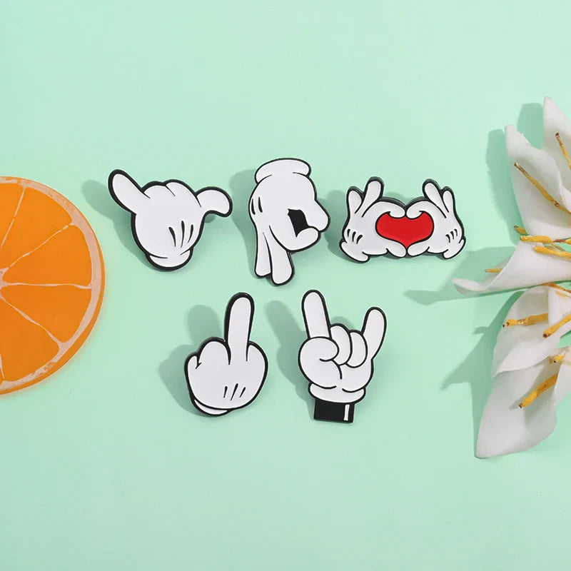 Cartoon Finger Gesture Love You Brooch Enamel Pin Unique Metal Decoration for Backpack and Lapel Badge Gift for Friends