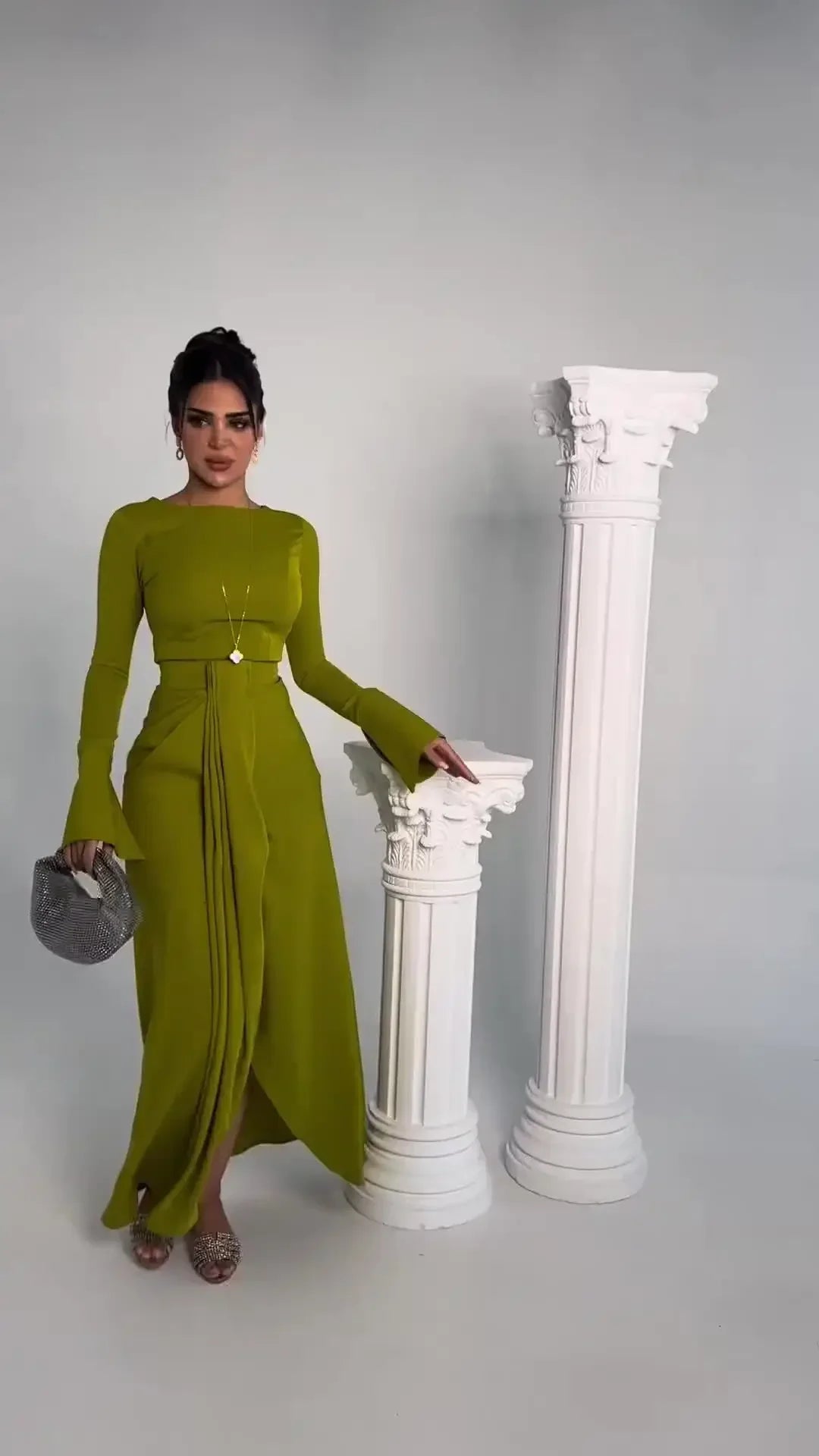 Satin A Line Prom Dress with Jewel Embellishments Gown