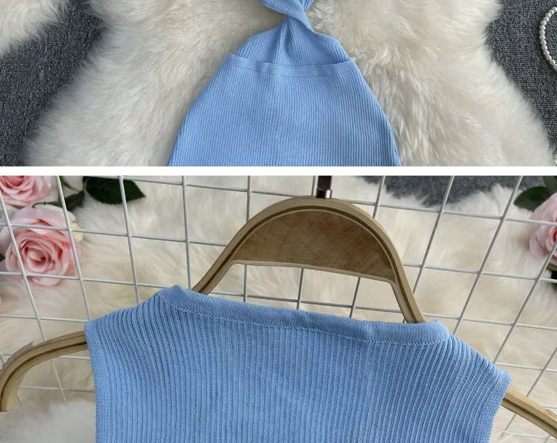 Knot Hollow Out Waist Knitted Bodycon Maxi Dress For Women