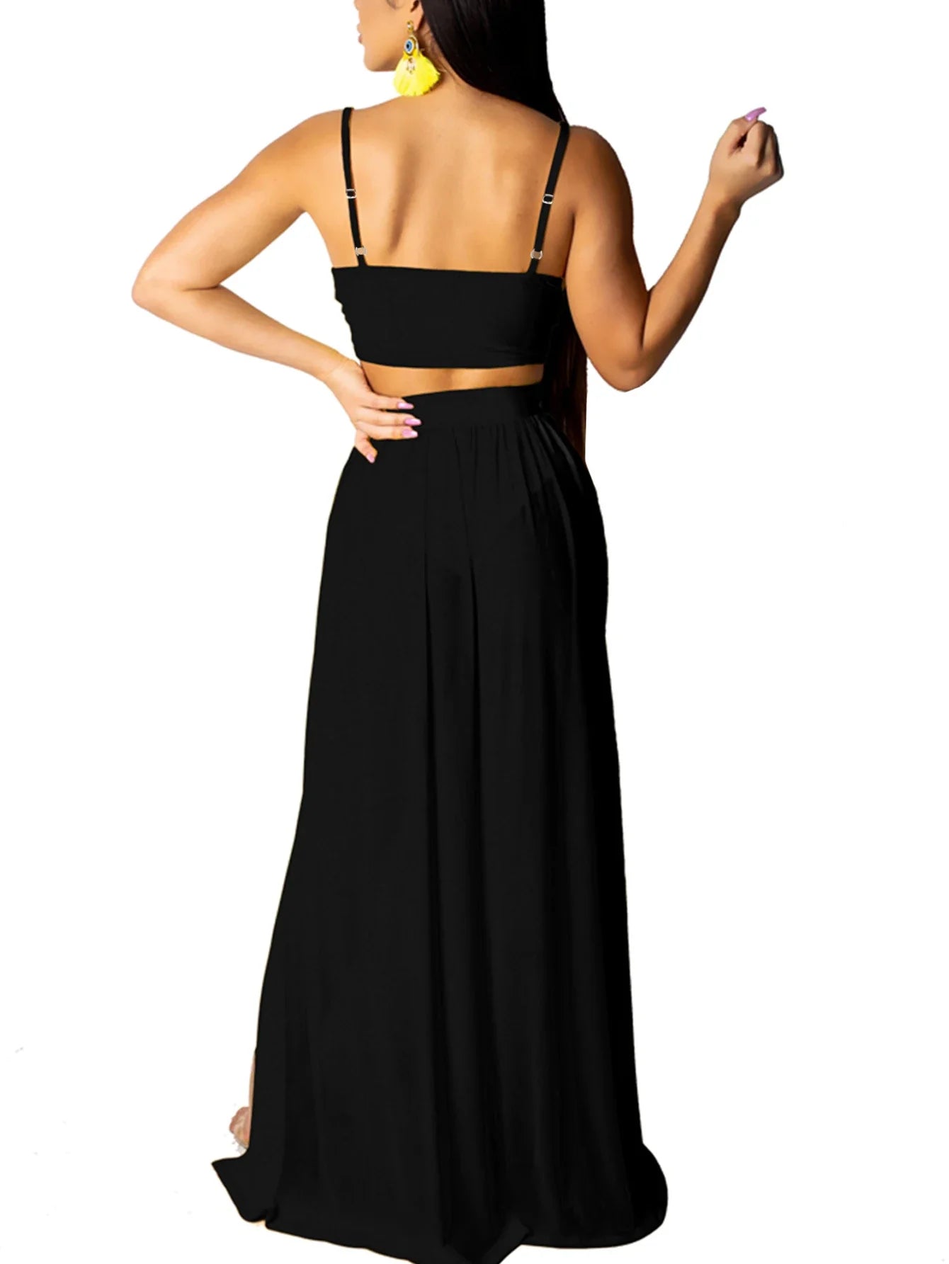 Sexy Two Piece Dress Set With Chiffon Straps V Neck