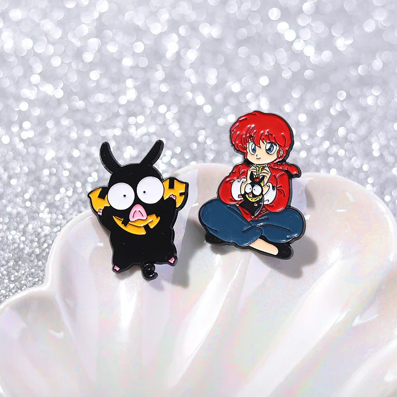 Cartoon Character Enamel Pins Set Cute Anime Brooches Fashion Accessories