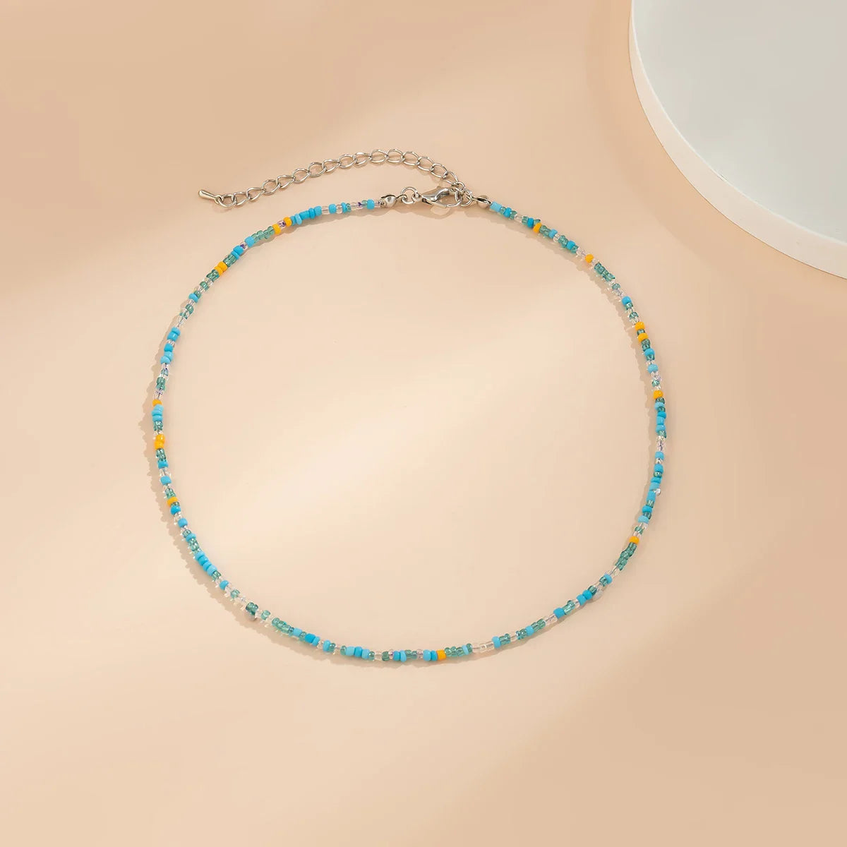 Bohemian Multicolored Acrylic Seed Beads Necklace Handmade Short Choker for Women Stylish Party Jewelry