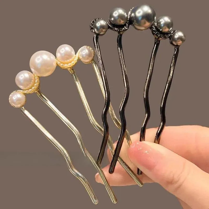 Korean U Shaped Pearl Hairpins for Women Elegant Vintage Hair Clips and Styling Tools