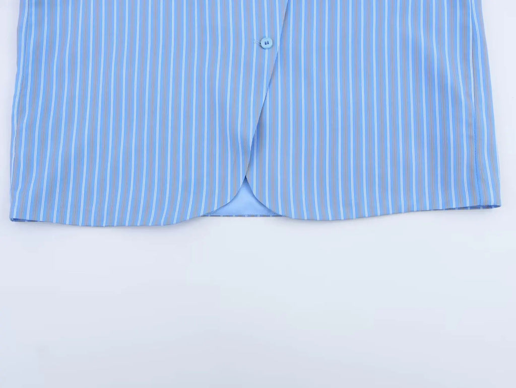 Asymmetric Striped Vest Pants Suit for Women with Round Neck Sleeveless Top and Elastic Waist Pants, Casual Chic Outfit for Spring and Summer