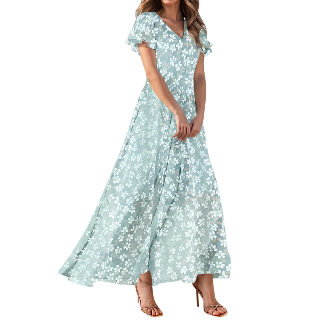 Floral Chiffon Maxi Dress for Summer Wedding Guest Chic