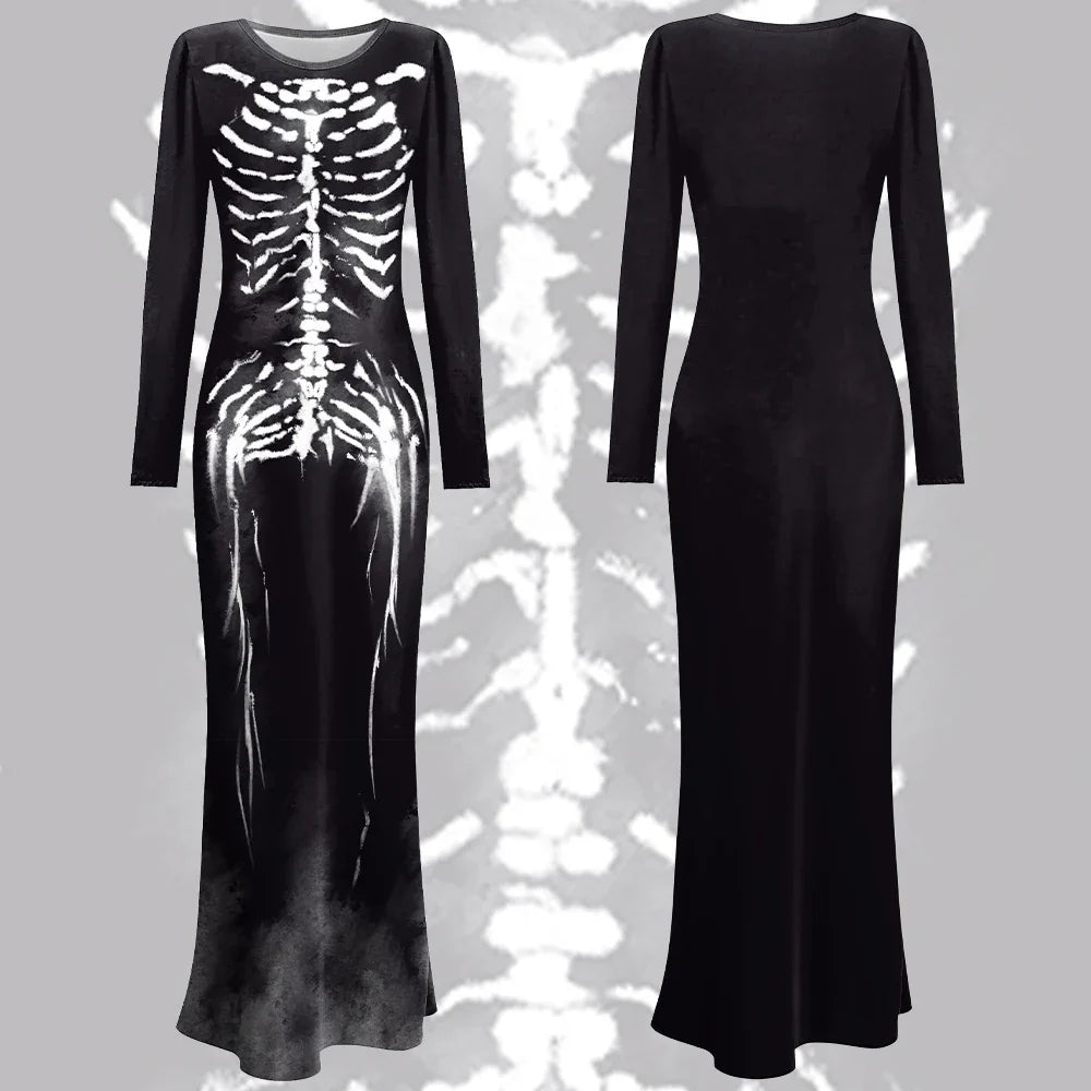 Black Gothic Witch Dress With Long Sleeves Fishtail Gown