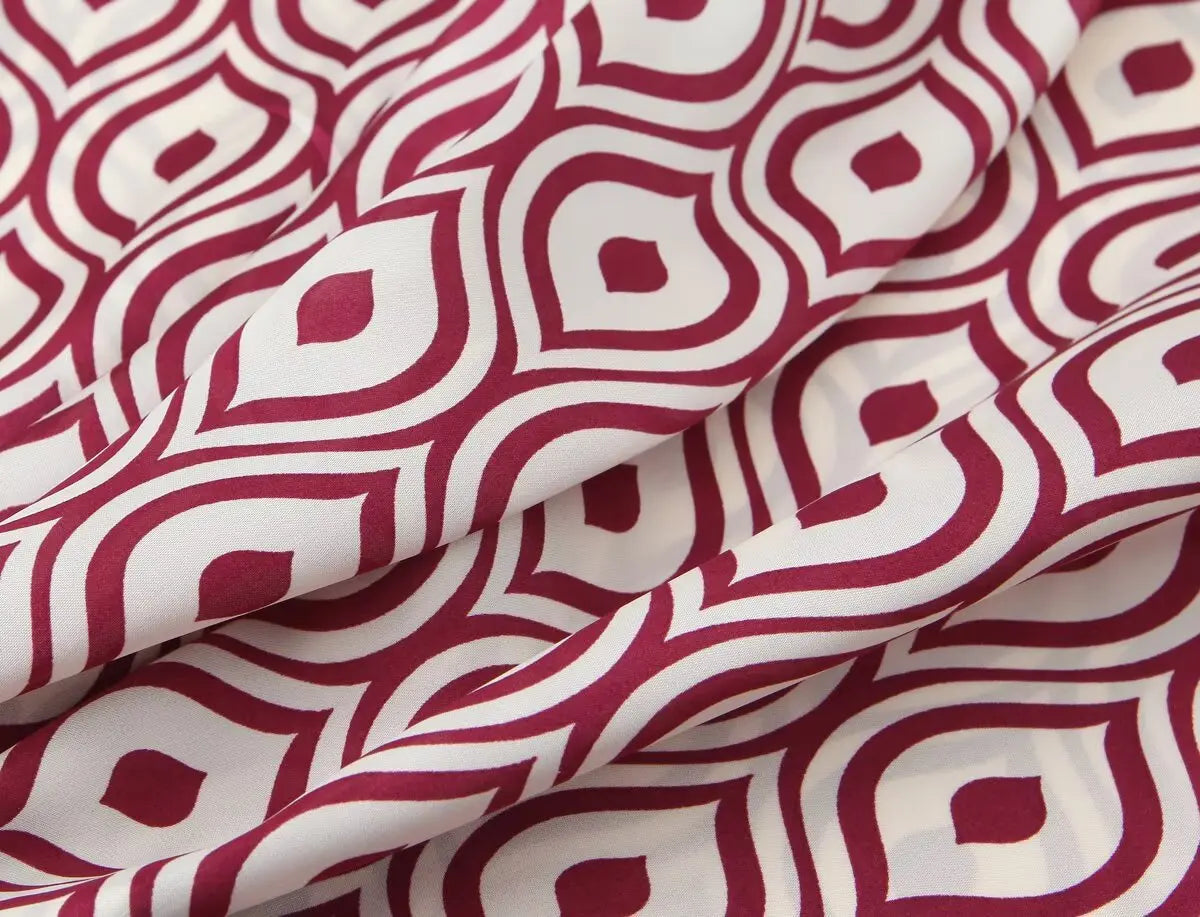 Women's Geometric Print Satin Effect Shirt with Lapel Collar Long Sleeve Single Breasted Slim Fit Chic Top for Spring and Summer