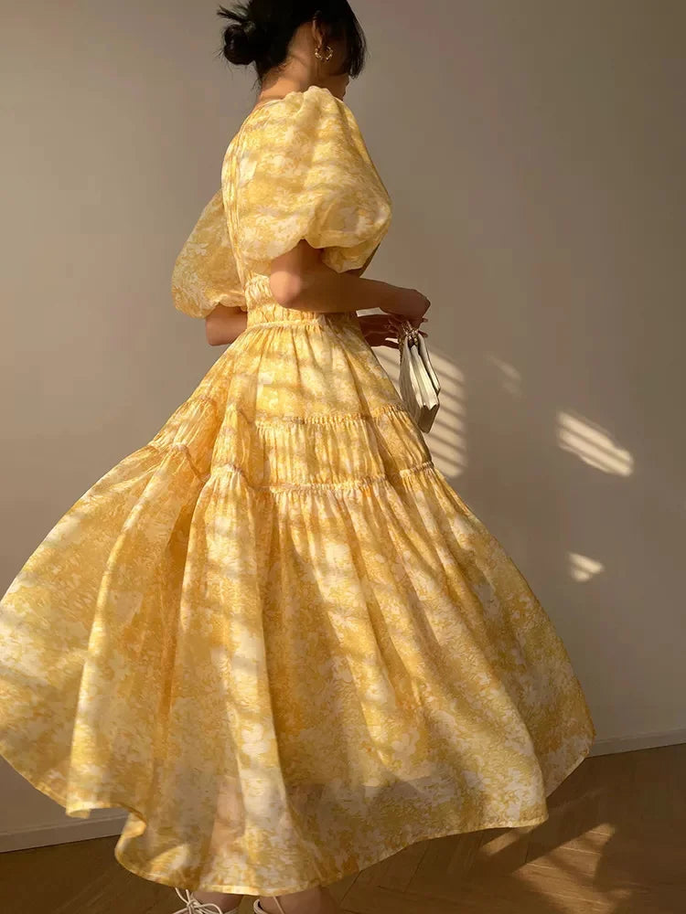 Patchwork Colorblock V Neck Short Sleeve Dress High Waist