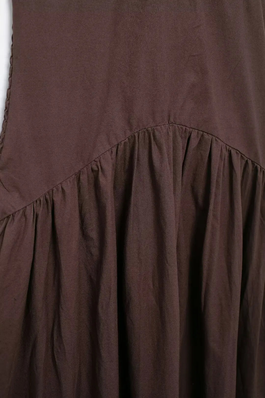 Brown Backless Halter Dress With Floral Embellishment