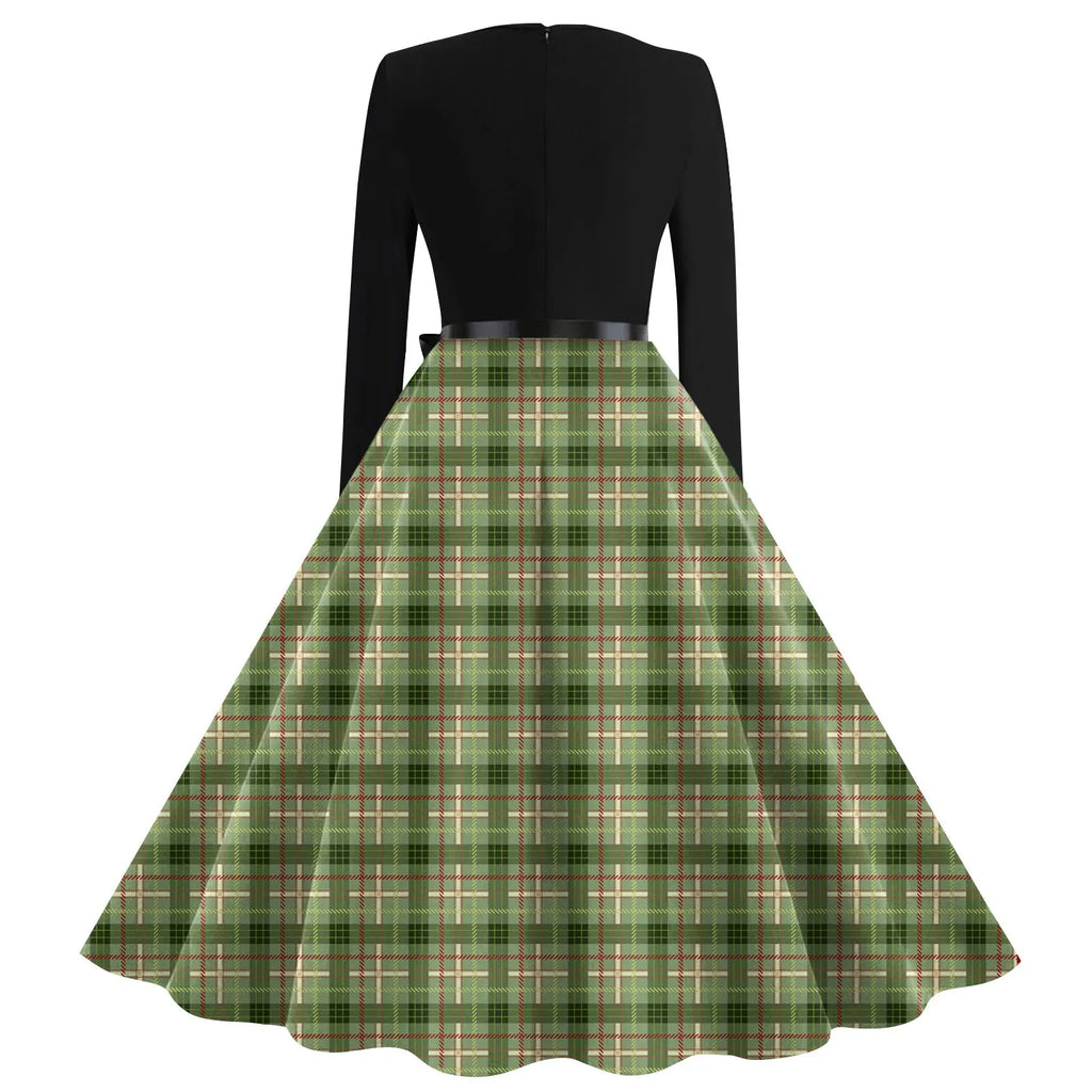 Winter Vintage Christmas Dress Women Long Sleeve 50s 60s