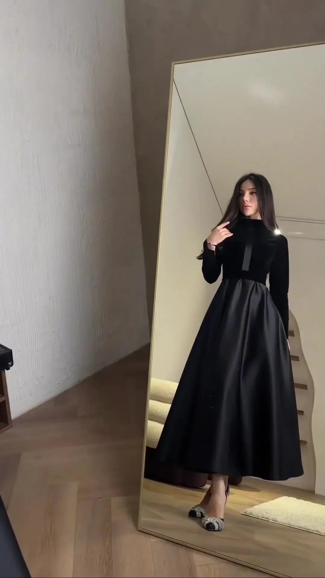 Velvet Long Sleeve Muslim Abaya Dress For Women Black