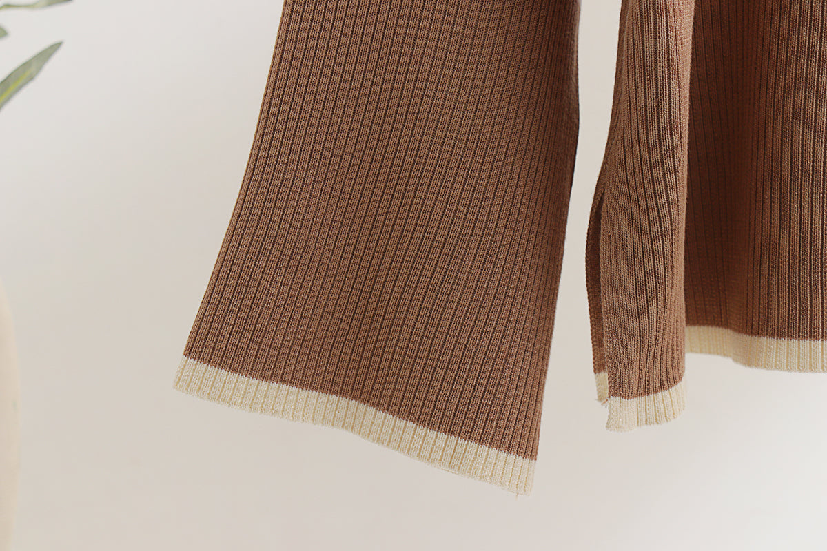 Winter Oversized Stripe Knitted Turtleneck Sweater Set with Casual Long Sleeve Pullover and Elastic Waist Pants