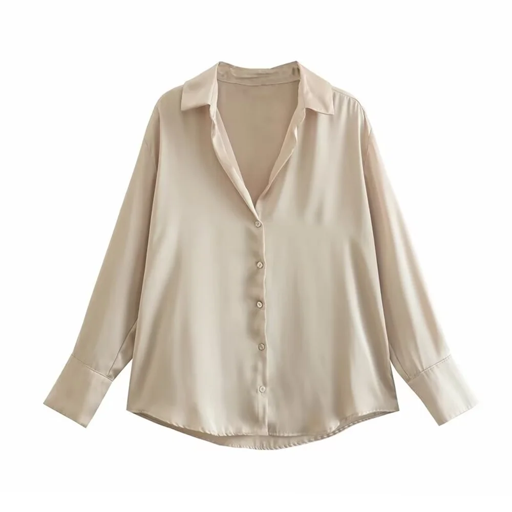 Women's Casual Loose Silk Satin Shirt with Versatile Soft Texture and Elegant Design