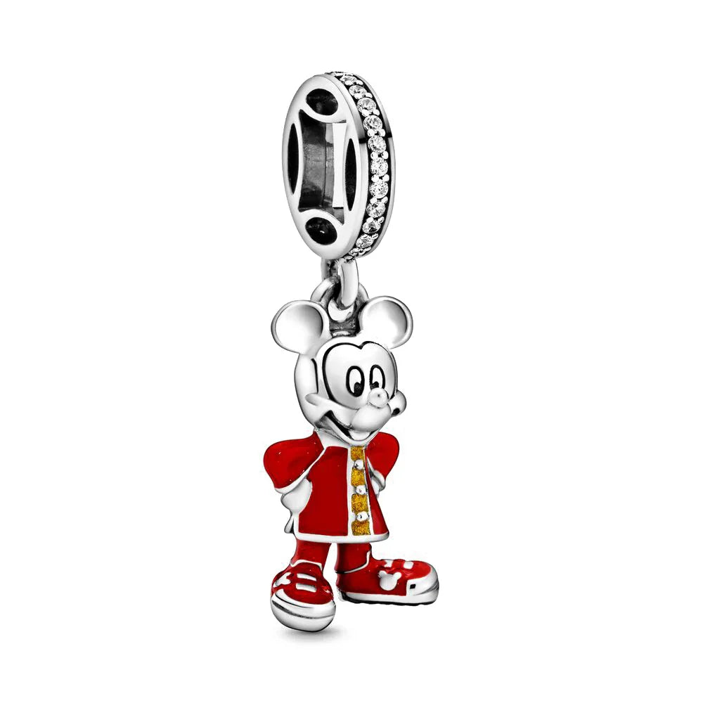 Disney 925 Sterling Silver DIY Charm Compatible With 3mm Bracelets Featuring Mickey Mouse Ferris Wheel And Suitcase Designs