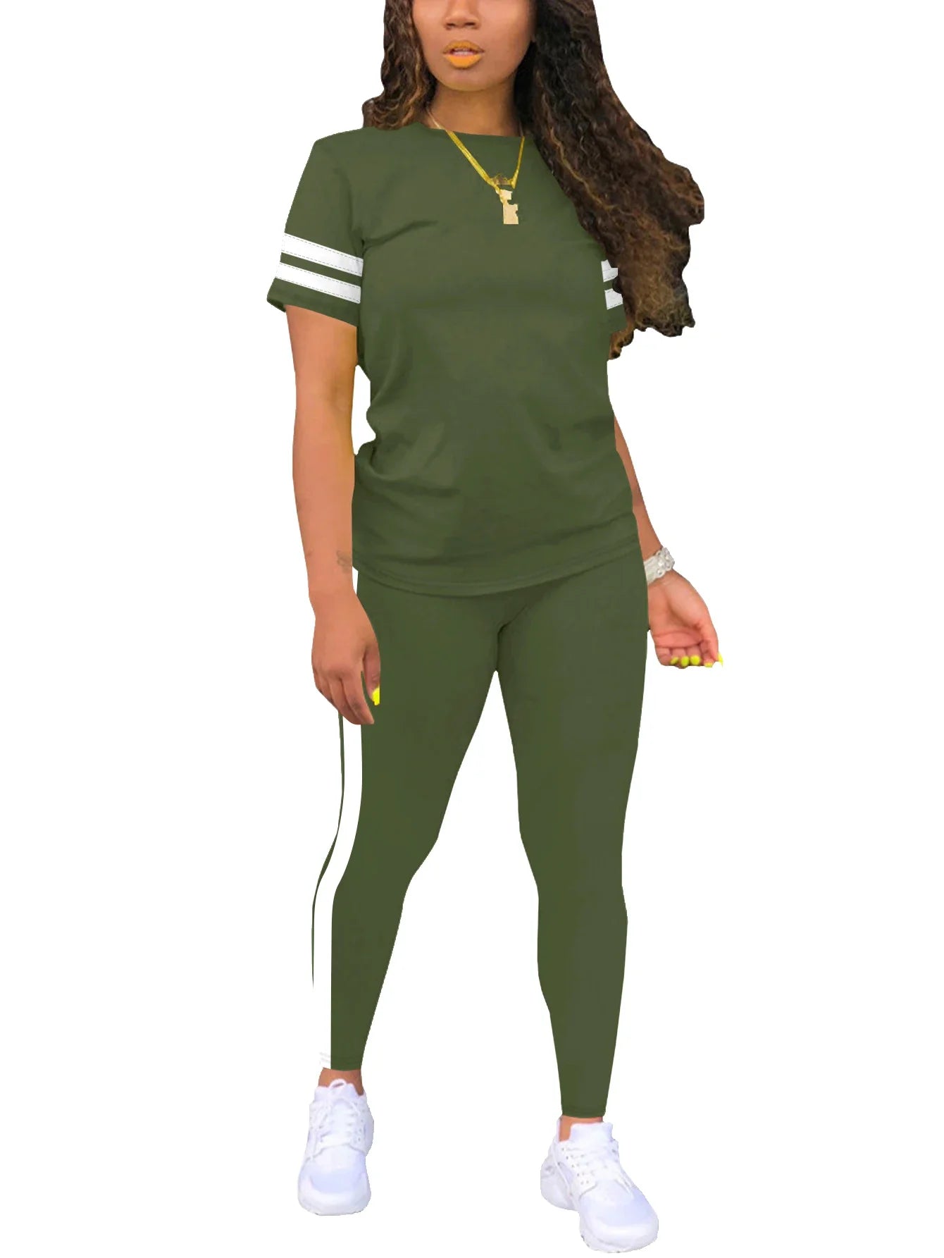 Women's Casual Yoga Set Comfortable Tie-Dye Stripe Activewear Fitness Outfit