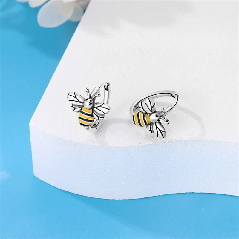 Colorful Butterfly Bee Ladybug Rainbow Flower Earrings in 925 Sterling Silver for Women Fashion Jewelry Gifts