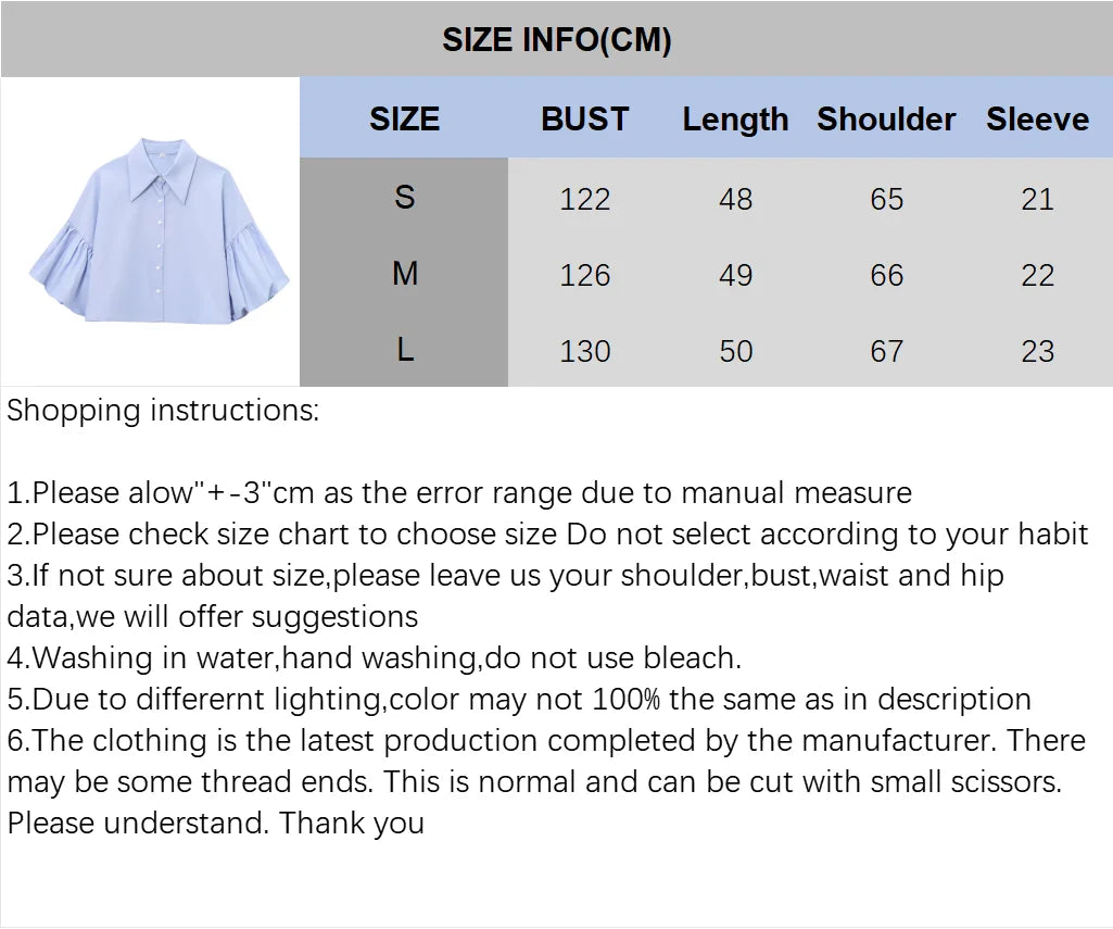 Women's Casual Short Shirt with Puff Sleeves Button Front Loose Blouse Chic Spring Top