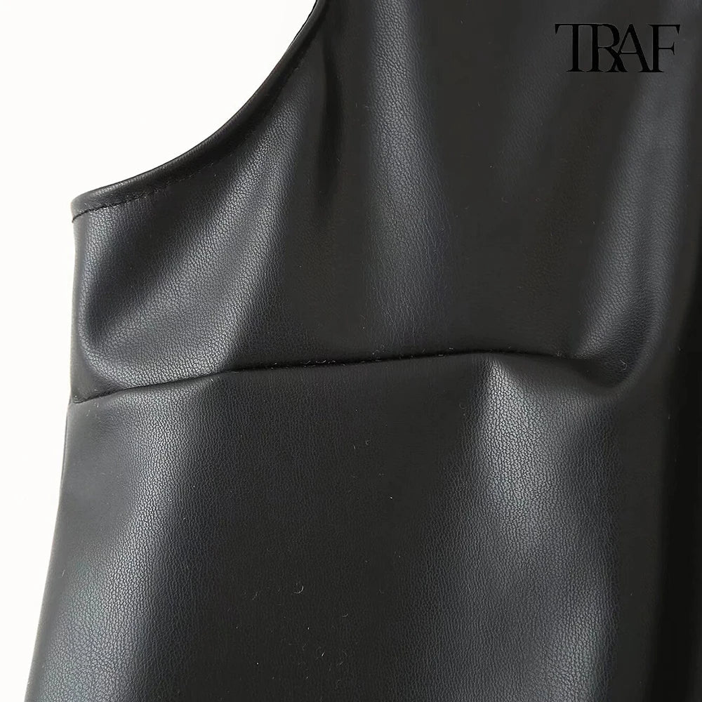 Beaded Dress Faux Leather U Neck Evening Gown For Party