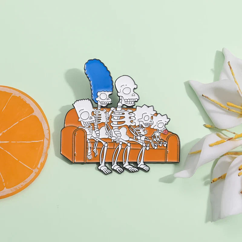 Animated Punk Skull Enamel Brooch Funny Cartoon Metal Pin for Backpack and Lapel Accessories Gift