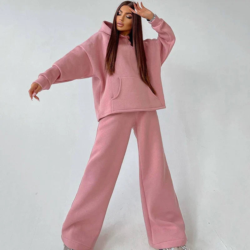 Women Oversized Tracksuit Set with Hoodie and Sweatpants Comfortable Two Piece Outfit
