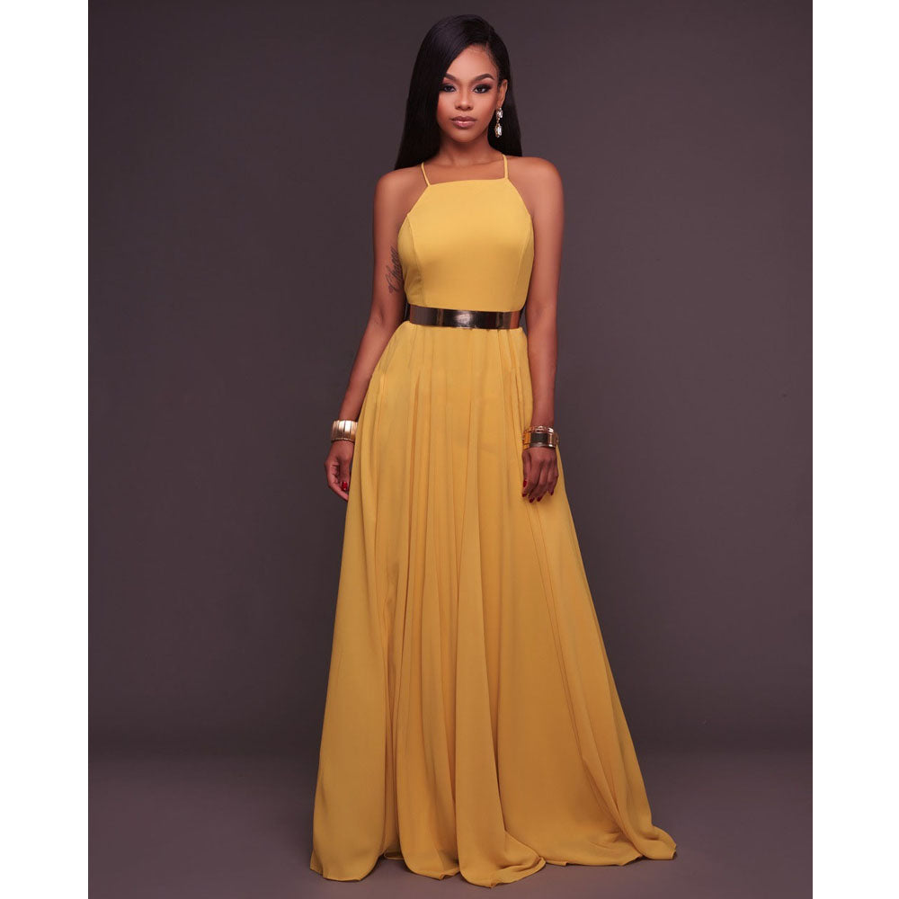 Boho Maxi Dress Sleeveless Summer O Neck Backless Sundress