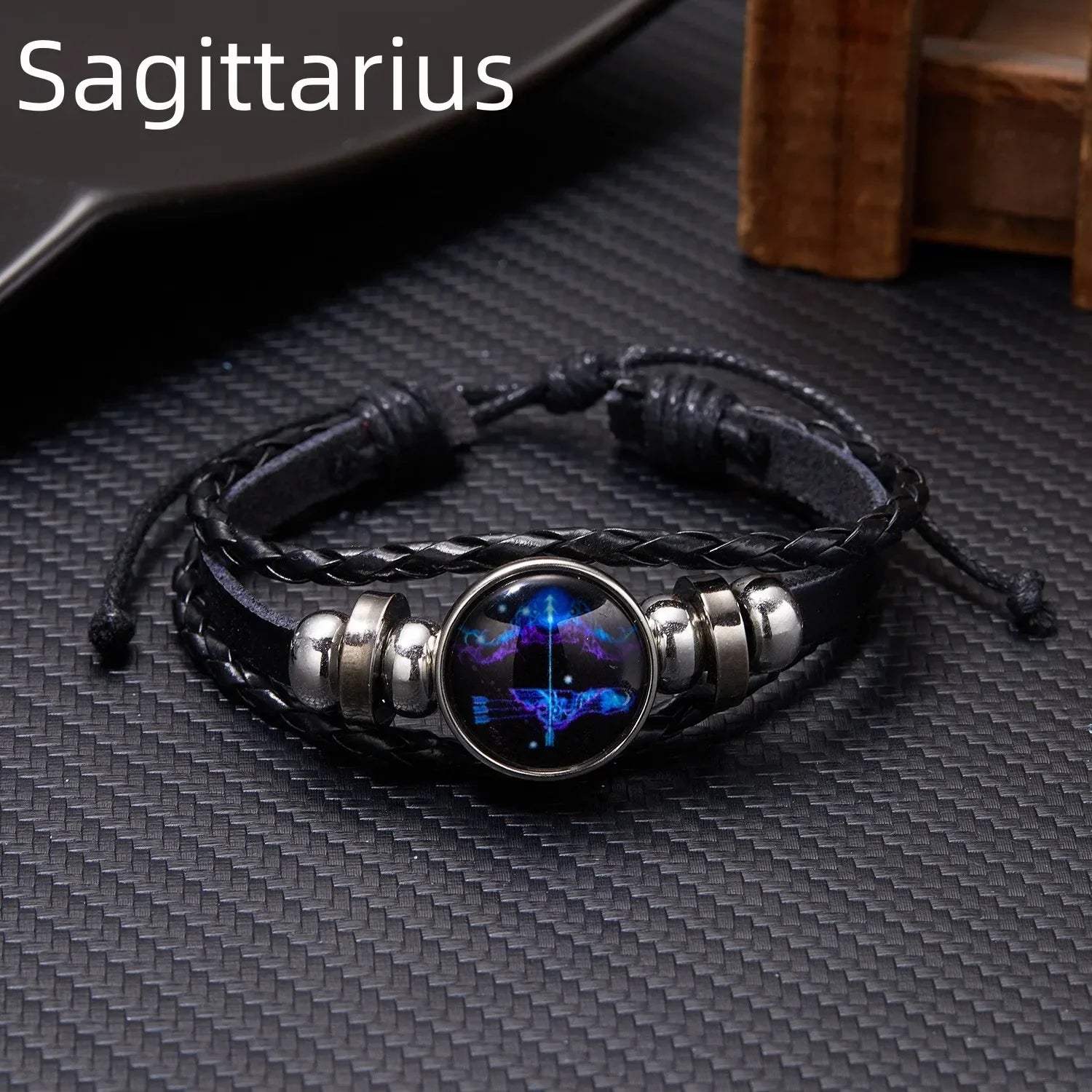 Luminous Zodiac Sign Charm Bracelet for Men and Women - Vintage Multilayer Wrap Leather Bangle Birthday Gift